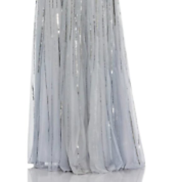 MAC DUGGAL 93582 EMBELLISHED FULL LENGTH LAYERED SLEEVE SLATE BLUE GOWN sz 10 - Picture 6 of 6